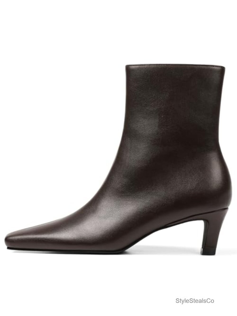 Kitten Heel Ankle Boots Square Toe Booties Leather PU Women Low Heel